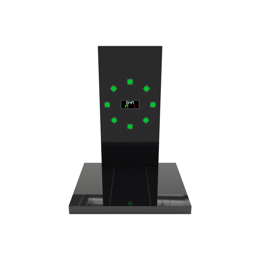 3d graphic of a black esa apex vertical jump training device on a transparent background