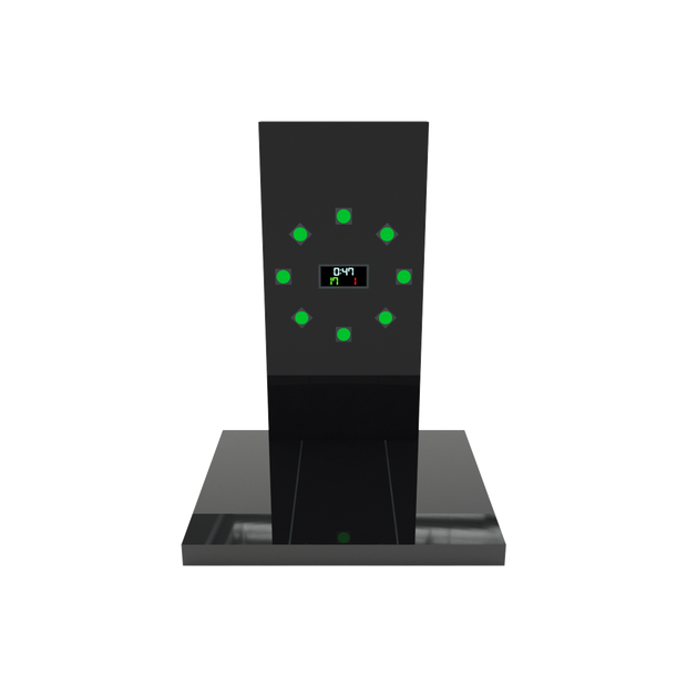3d graphic of a black esa apex vertical jump training device on a transparent background