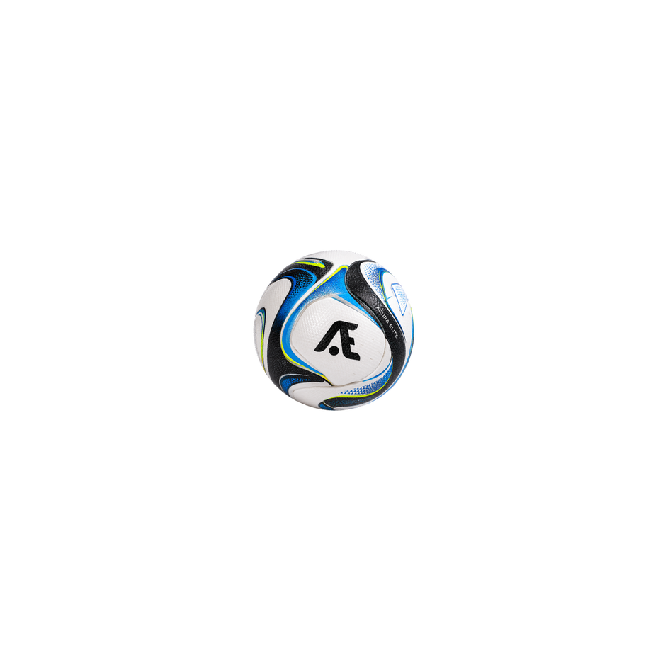 football with blue black wavy pattern tilted on its side