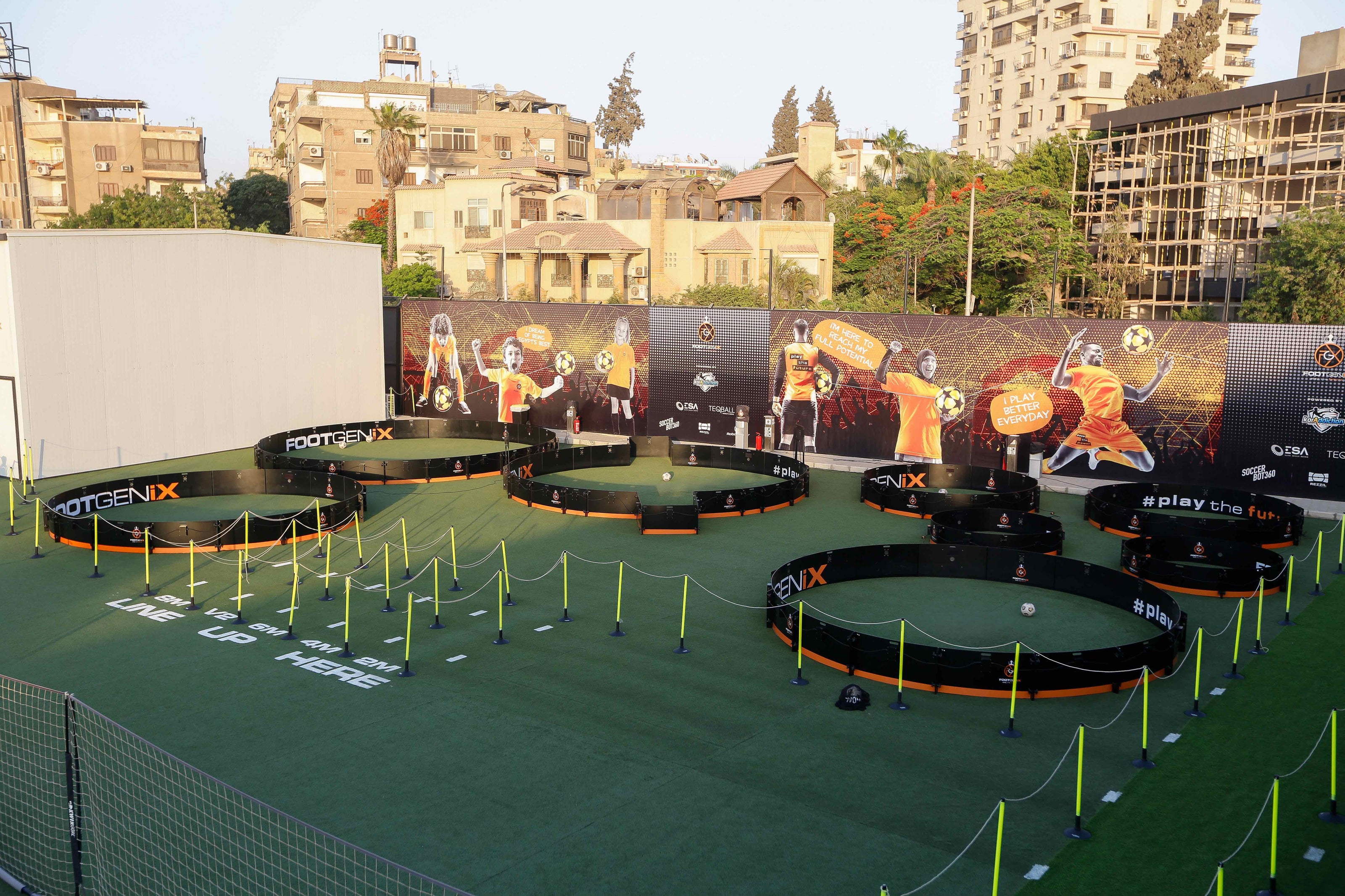 Outdoor sports training facility with various acura icon products including icon arena 6m and icon fast feet