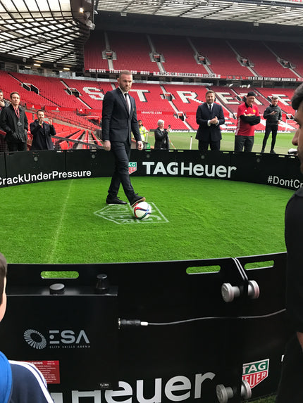 Wayne Rooney using the acura elite icon arena 6m wih tag heur branding in old trafford grounds.