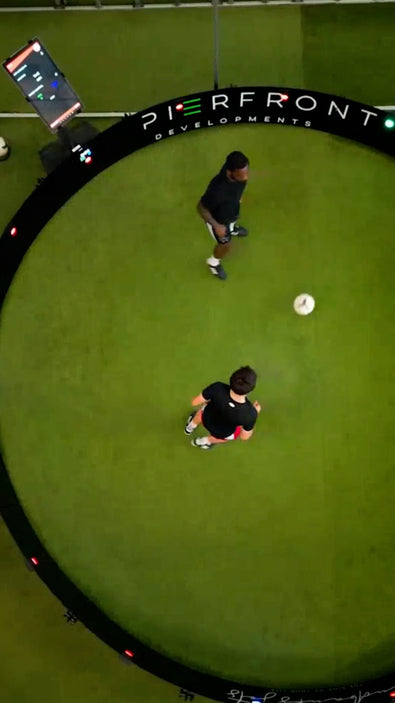 Thumbnail for video of guys playing football inside acura elite icon arena 6m