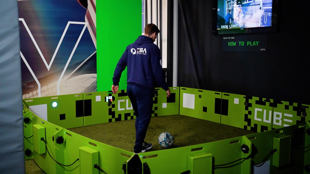 acura elite icon cube being used by man inside training facility