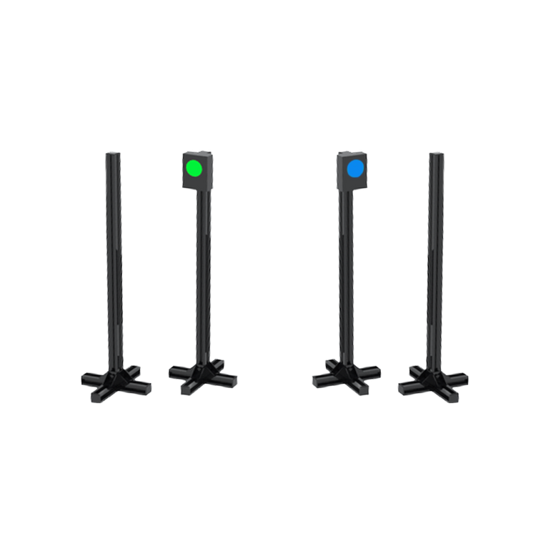 3d graphic of wireless circuit from acura elite four black posts and one has a green light while one has a blue light