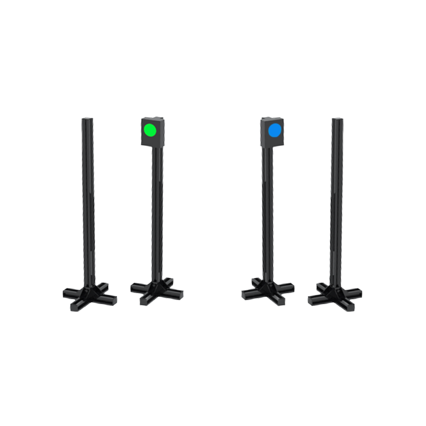 3d graphic of wireless circuit from acura elite four black posts and one has a green light while one has a blue light