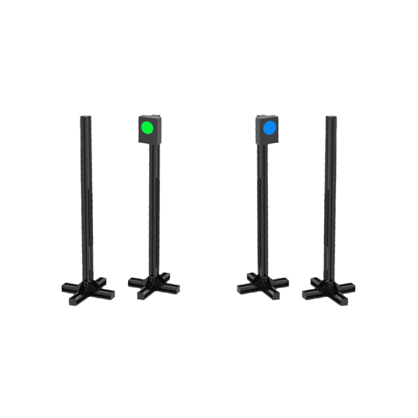 3d graphic of wireless circuit from acura elite four black posts and one has a green light while one has a blue light