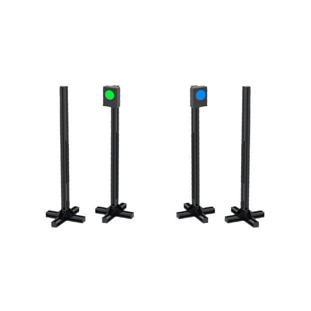 3d graphic of wireless circuit from acura elite four black posts and one has a green light while one has a blue light