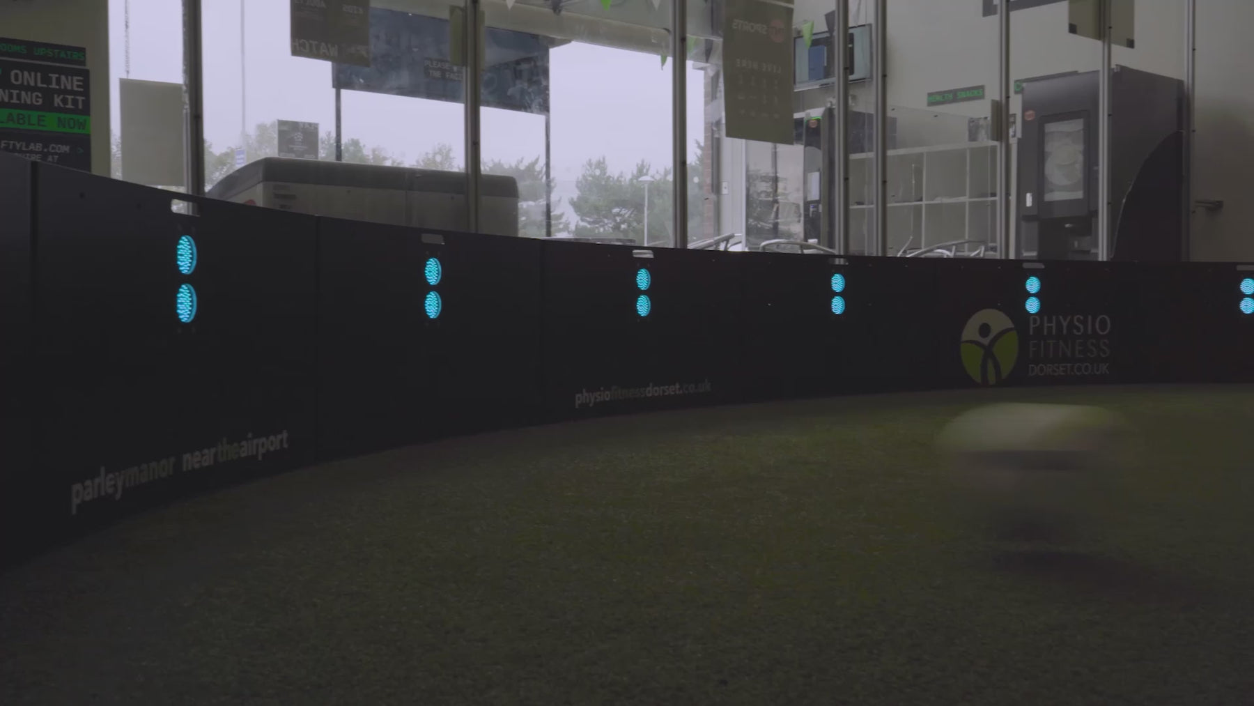 video of man demonstrating how knock out game mode works on acura elite esa products inside training facility